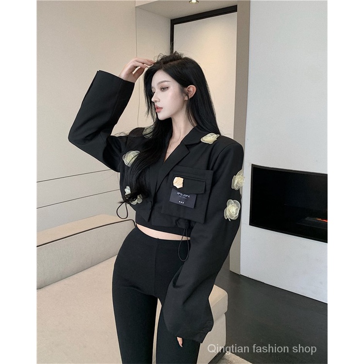 2021Autumn New All-Matching Short Suit Jacket Women's Long-Sleeved Suit