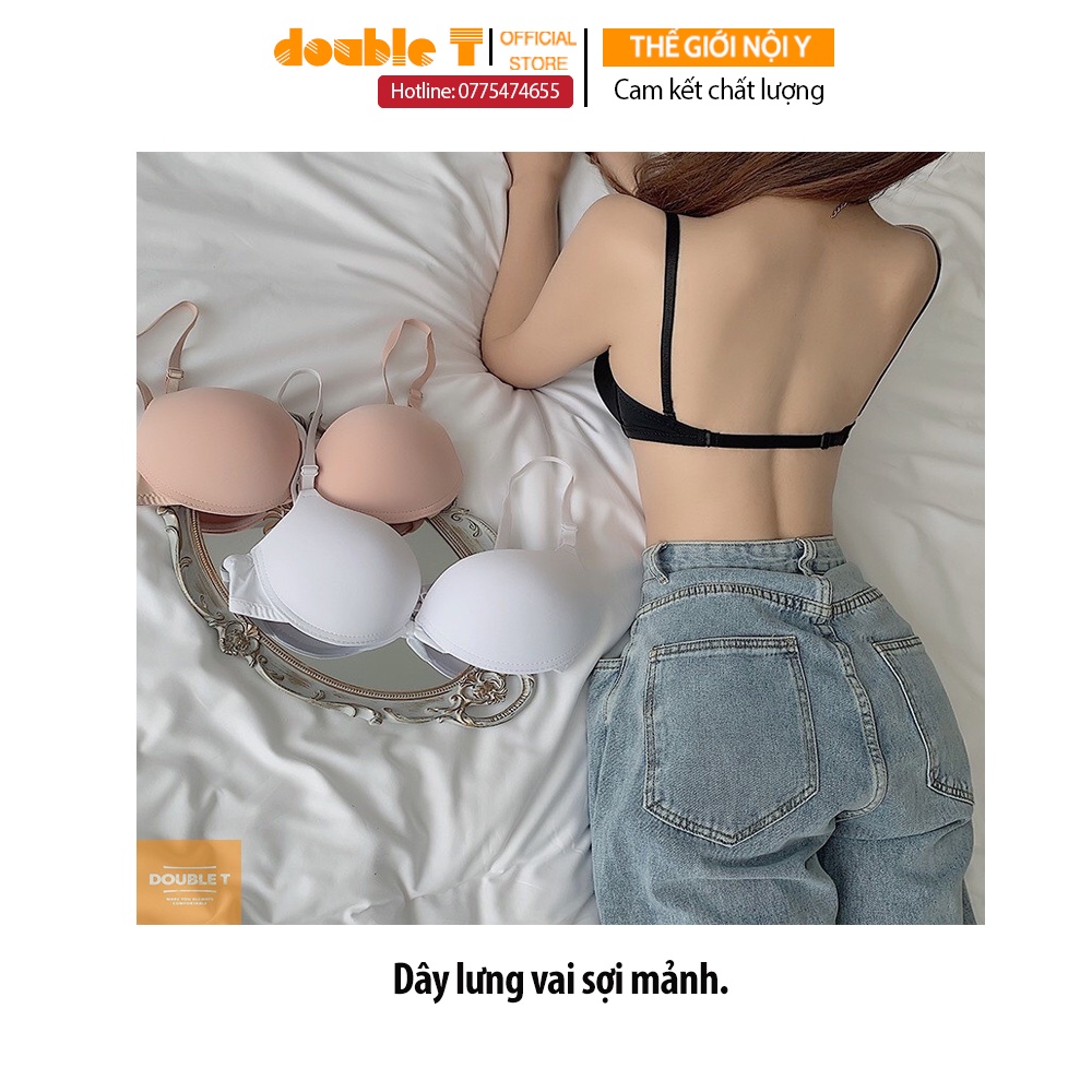Áo lót cài trước dây mảnh Double T, đệm vừa 2cm cao cấp