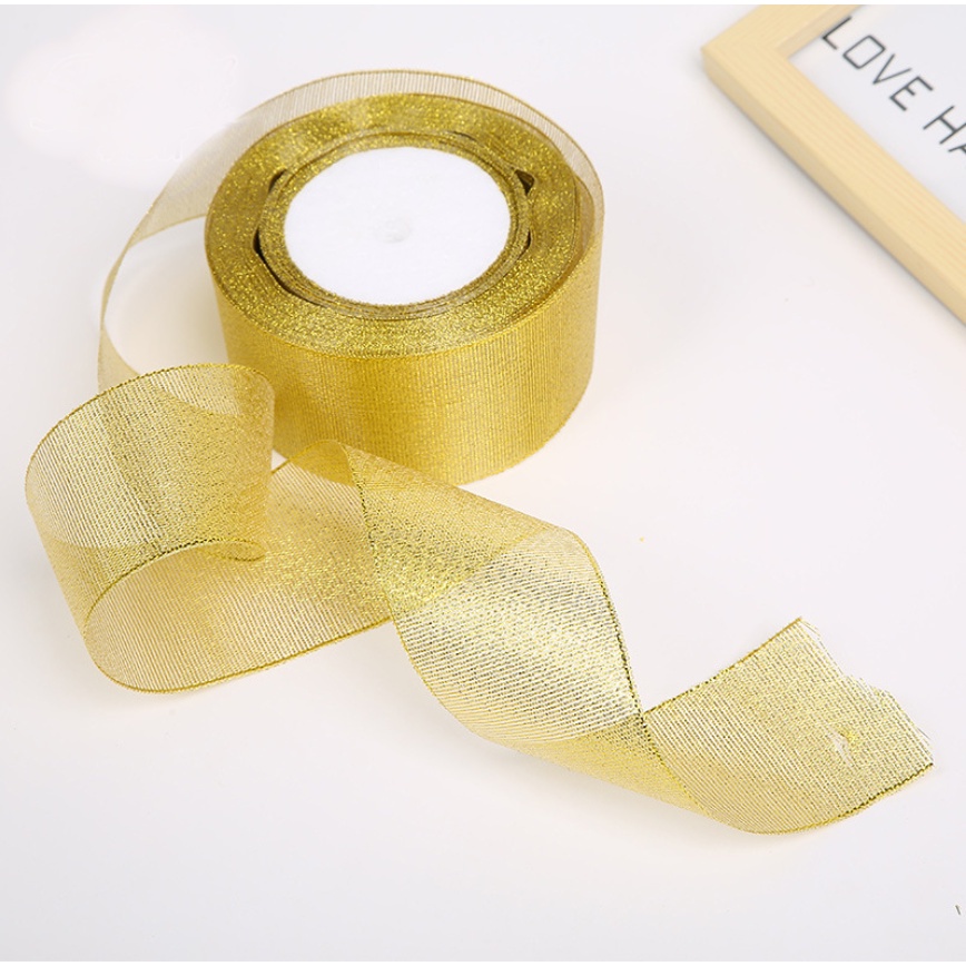 Cuộn Dây Ruy Băng Kim Loại Dài 25 Yards 22M Dùng Trang Trí Tiệc Giáng Sinh