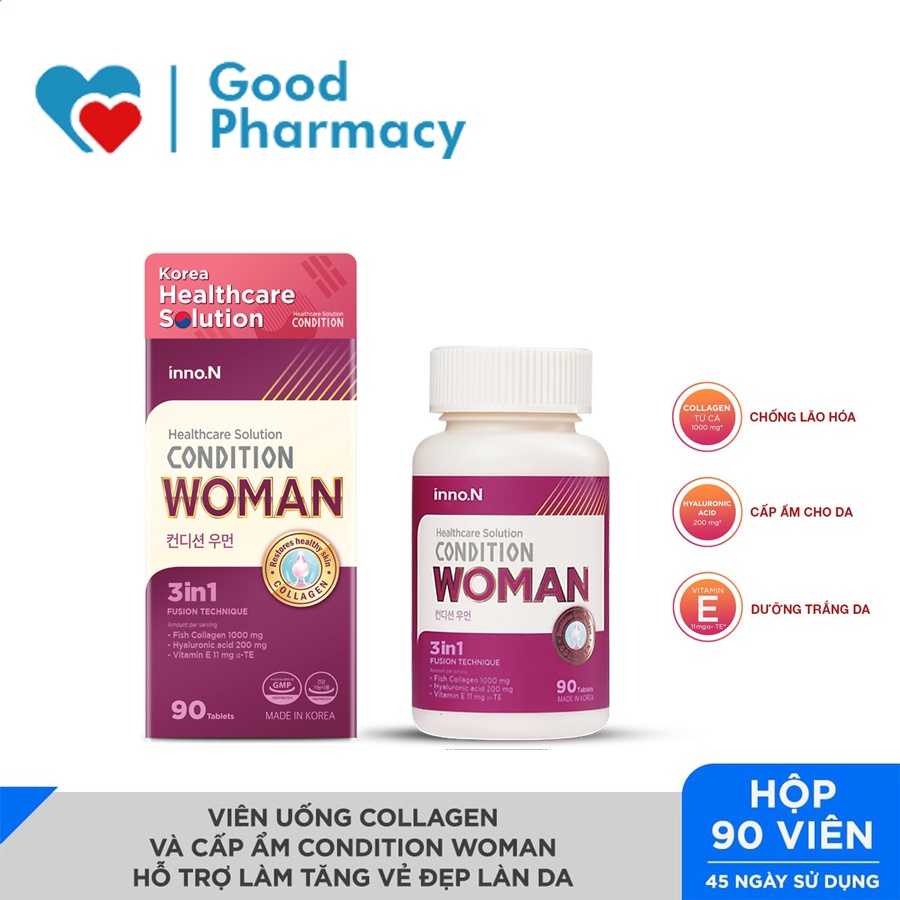 Condition Women - Viên uống collagen và cấp ẩm hỗ trợ làm đẹp da - Hộp 90 viên
