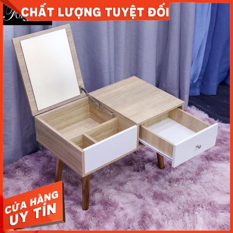 Bàn trang điểm mini nhỏ gọn  bàn trang điểm ngồi bệt kèm gương cao cấp để đầu giường Gỗ MDF( Tặng kèm tua vít )