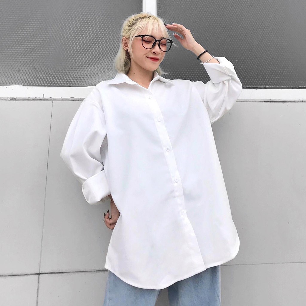 Áo Sơ Mi Dài Tay Nữ KUPI Nhung Unisex Form Rộng Dáng Suông Ulzzang Màu kiểu Vintage - Leevin Store