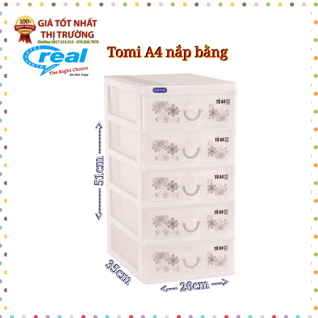 [Mã 44LIFESALE giảm 10% đơn 99K] Tủ nhựa duy tân TOMI A4 - 5 NGĂN (N26 x R34.2 x Cao 51 cm)