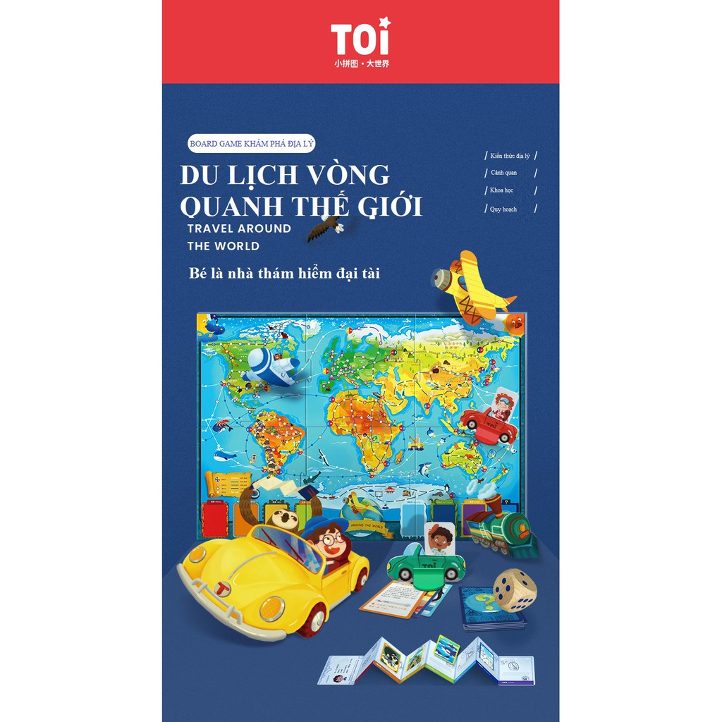 (giá tốt) Trò chơi board game DU LỊCH VÒNG QUANH THẾ GIỚI chính hãng TOI Travel Around The World TPZY218