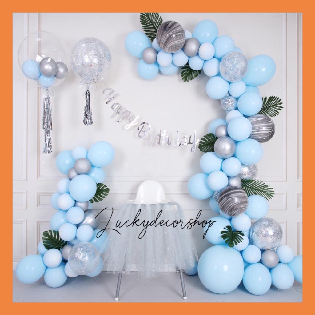 Combo Bóng Bay Tự Trang Trí Sinh Nhật Tông Xanh Cho Bé Trai BT01