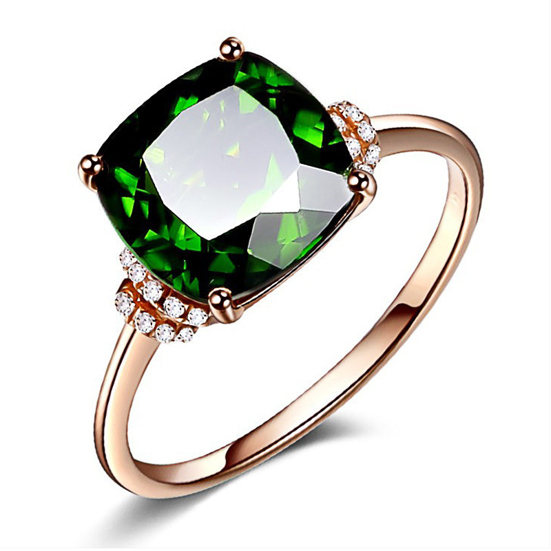 Luxury elephant Emerald Green Gem Rings Crystal Geometry Simplicity 18K Rose Gold Plated Ring for Women Jewelry Collection Accessories Friend Family Gifts Anniversary Party Birthday