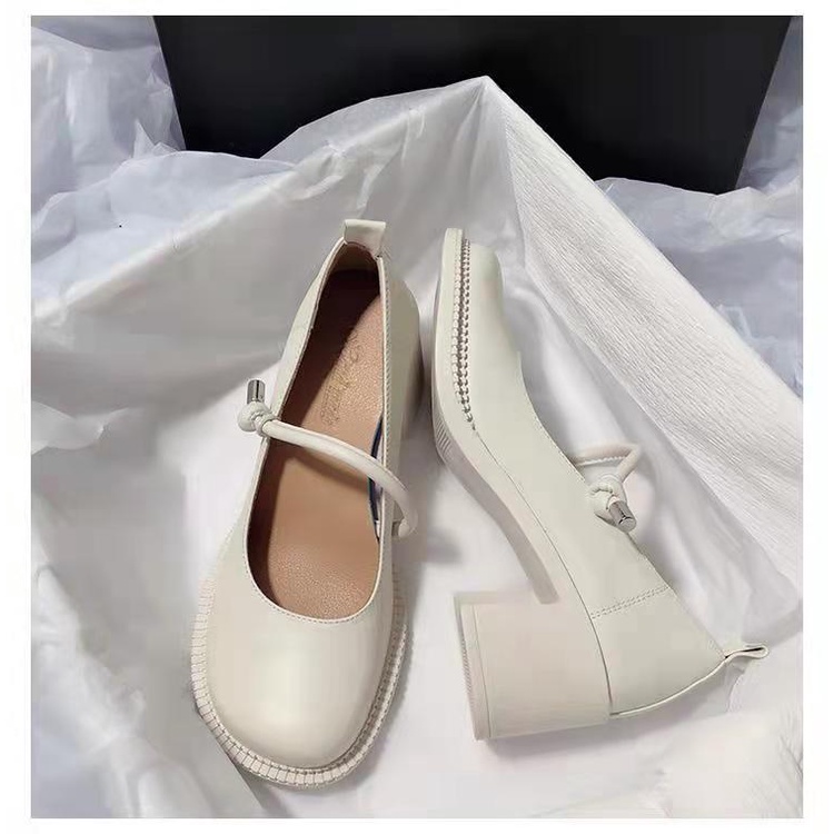 Giày Cao Gót Mũi Tròn Gót Dày Phong Cách Nhật Bản Mùa Hè 2022 Mới Cho Nữ