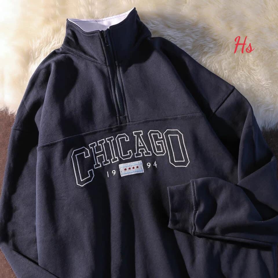 Áo sweater khoá cổ chicago 1994 , chất dày dặn , hàng xịn - Latizia SP000681