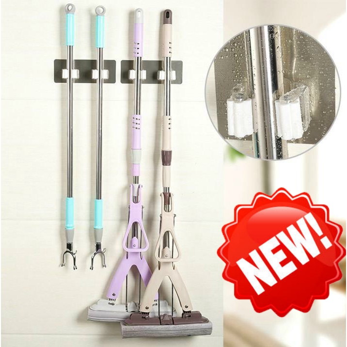 Móc dán tường treo chổi &amp; cây lau nhà &amp; chổi tiện dụng