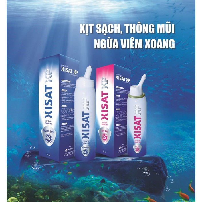 Nước biển sâu xịt mũi Xisat (75ml), Xịt sạch, Thông mũi, Ngăn ngừa viêm xoang