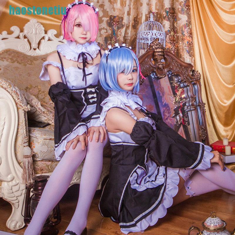 Bộ Đồ Hóa Trang Cô Hầu Gái Anime Ram / Rem Chất Lượng Cao
