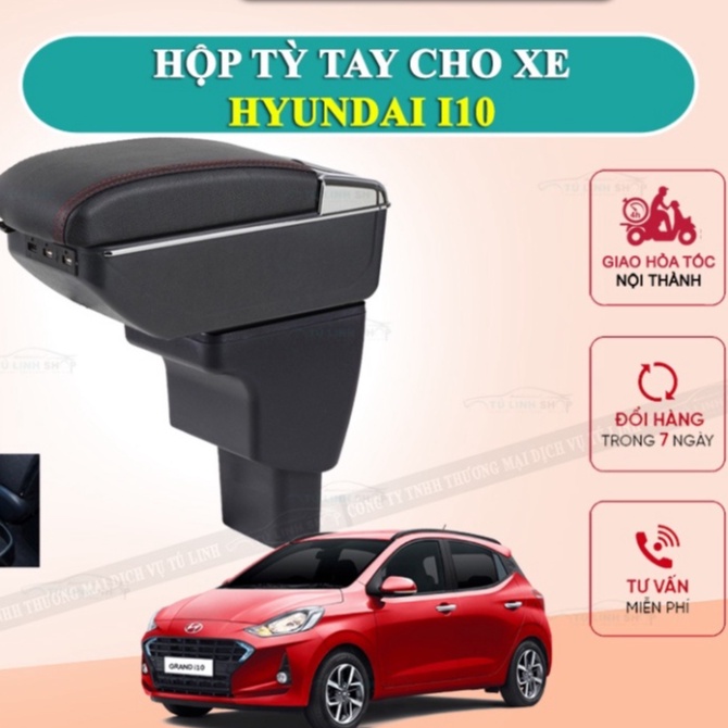 Hộp tỳ tay xe Hyundai I10 cao cấp tích hợp cổng sạc USB - Bảo hành 12 tháng