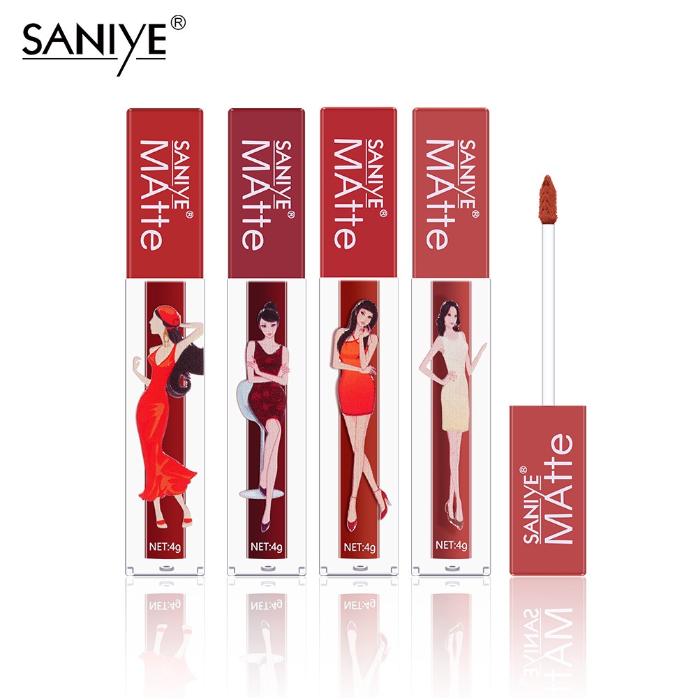 [Hàng mới về] Son môi SANIYE dạng lỏng chống thấm nước lâu trôi nhanh khô 9 màu thời trang tùy chọn