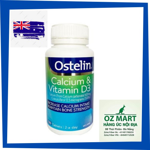 [HÀNG ÚC] Canxi và Vitamin D3 Úc cho bà bầu, người lớn, trẻ em từ 12 tuổi Ostelin 130 viên(DATE 2023)