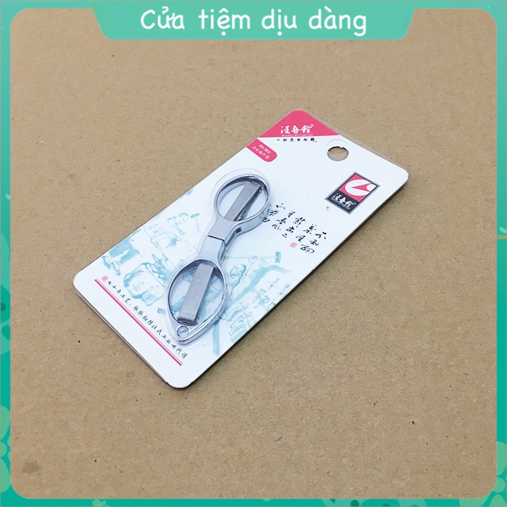 Kéo gấp xếp inox, thép không gỉ mini hình mắt kính gấp gọn đa năng