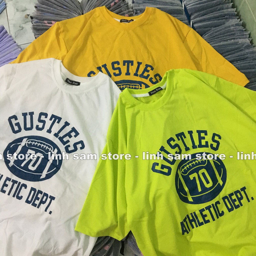 Áo thun nữ tay lỡ freesize phông form rộng dáng Unisex, mặc lớp, nhóm, cặp in chữ athletic GUSTIES 70 | BigBuy360 - bigbuy360.vn