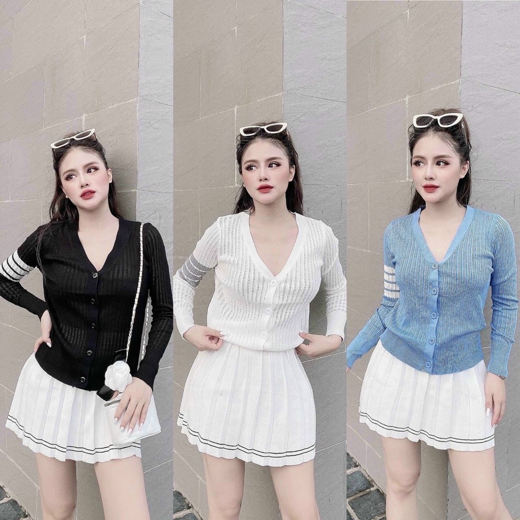 Áo len nữ ,áo cadigan thome kẻ tay siêu hót không ngừng