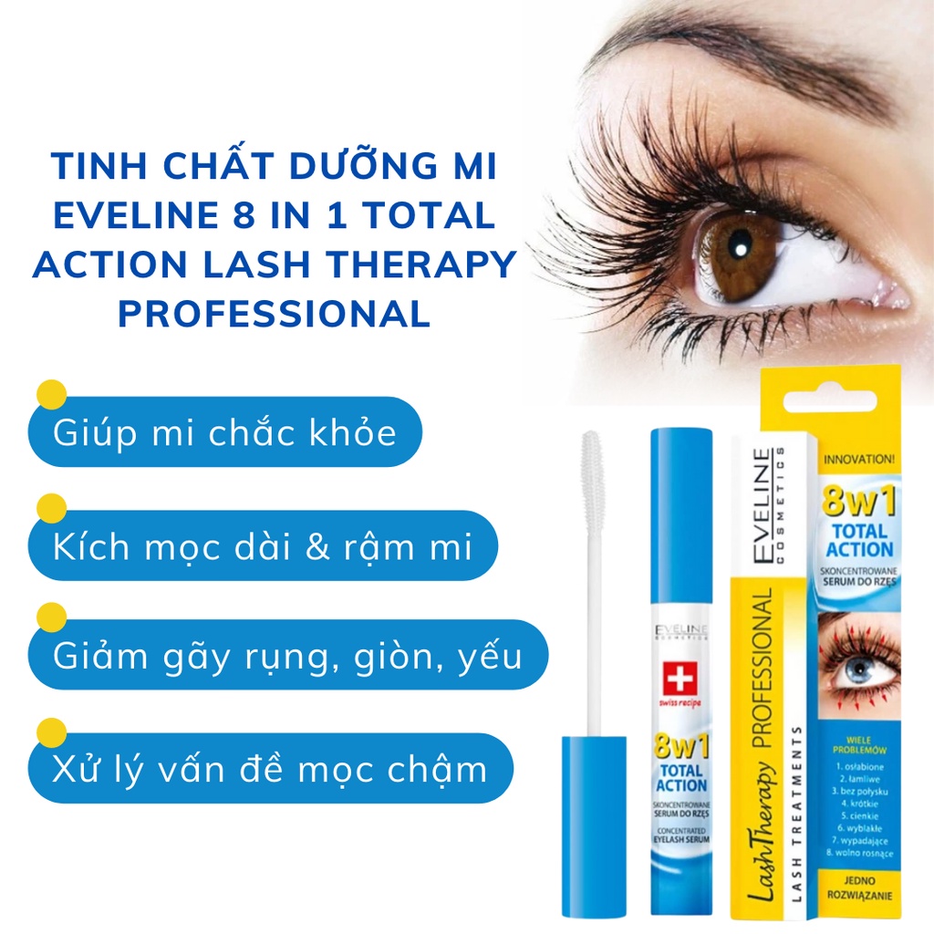 Tinh Chất Dưỡng Mi Eveline 8 in 1 Total Action Lash Therapy professional