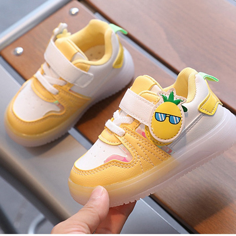 Giày Sneaker Đế Phẳng Chống Trượt Có Đèn LED Thoáng Khí In Họa Tiết Hoạt Hình Dễ Thương Cho Bé Trai & Gái 1 -
