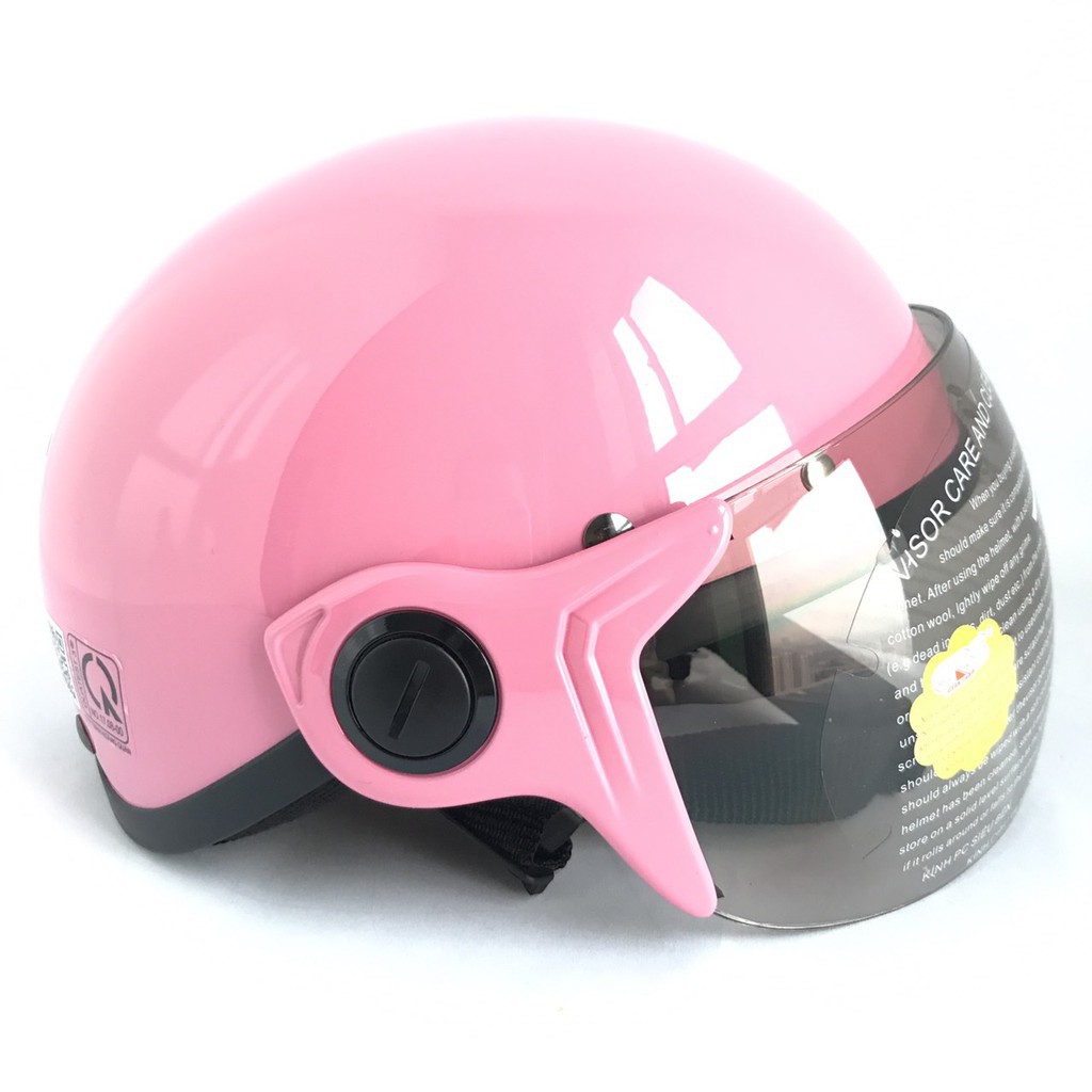 Mũ bảo hiểm nửa đầu có kính cao cấp - GRS A08K - Hồng phấn bóng - Mũ dành cho người đầu nhỏ hoặc trẻ em trung học