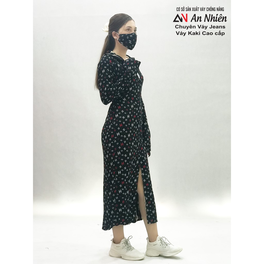 Váy chống nắng toàn thân 2 mặt form dáng đẹp xèo rộng dài phủ hết chân + khẩu trang [được chọn mẫu]