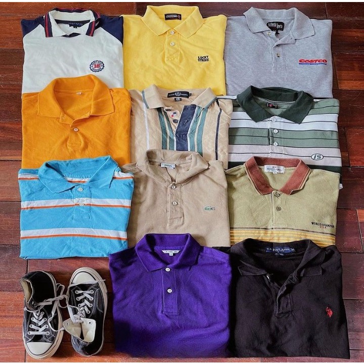 Áo Polo 2hand Unisex Cổ Tròn Hàng Hiệu Vintage Premium Cotton Cực Chất Siêu Đẹp Chọn Mẫu Form Rộng