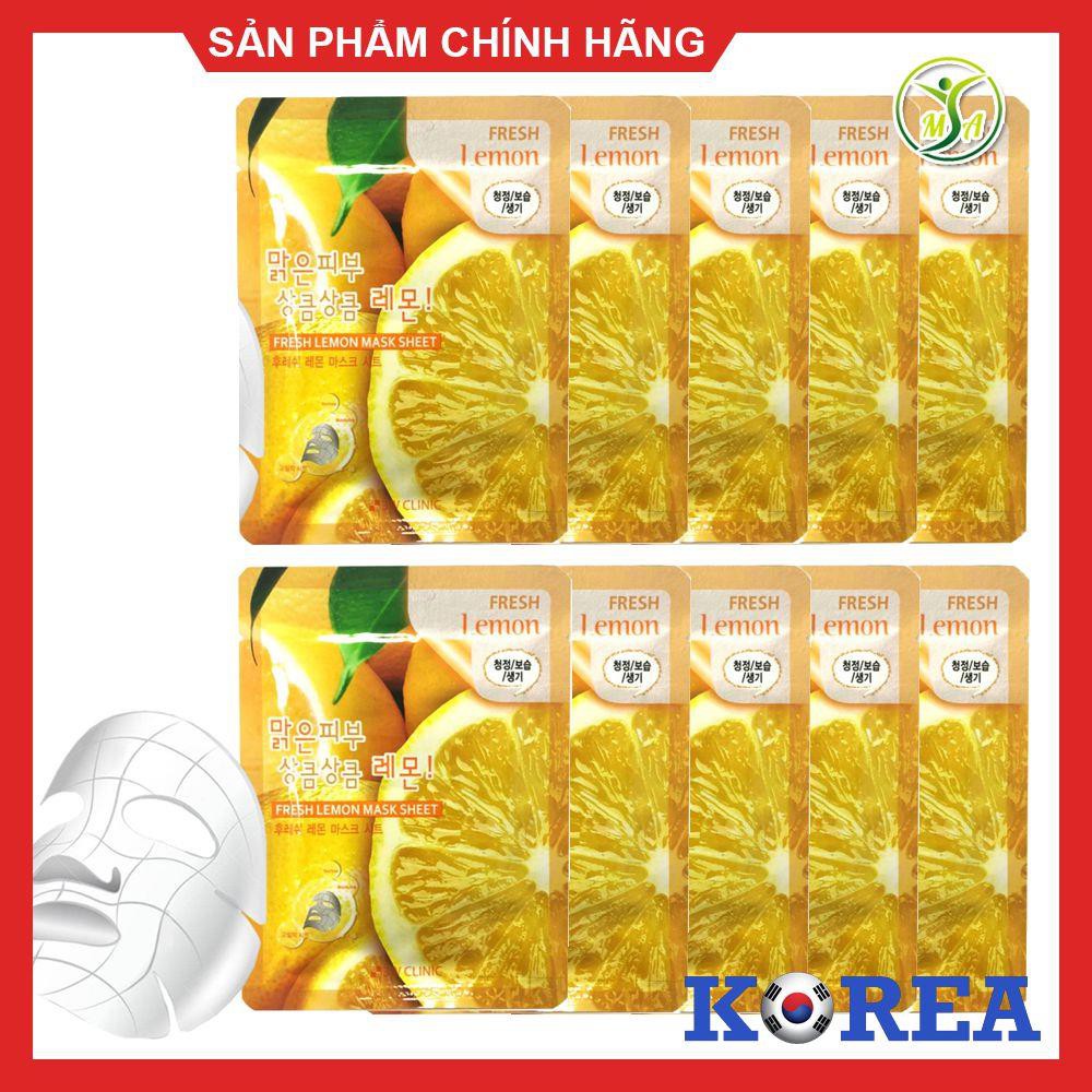 Combo 10 miếng mặt nạ dưỡng da tinh chất chanh vàng 3W Clinic Lemon Fresh