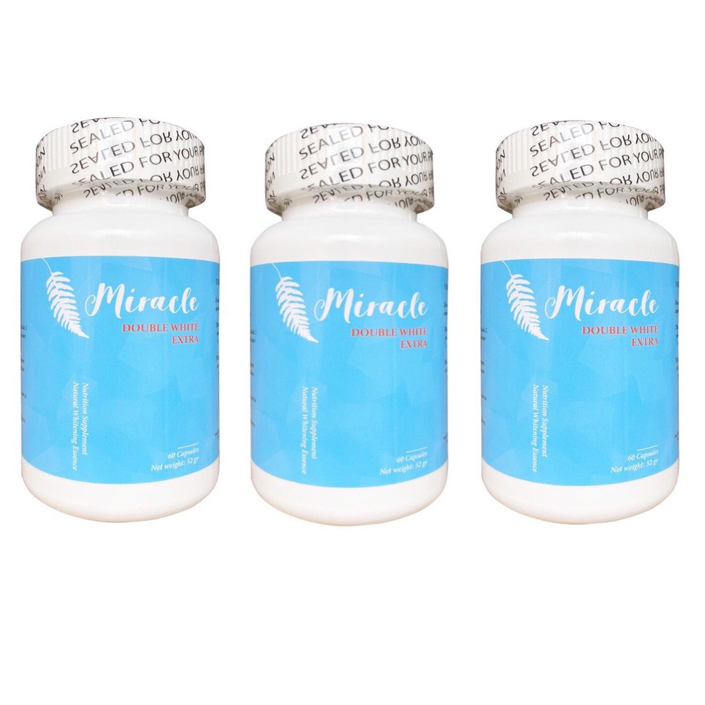 Combo 3 Hộp Viên Uống MIRACLE Double White Extra Trắng Da Chống Nắng Của Mỹ (Mẫu Mới)