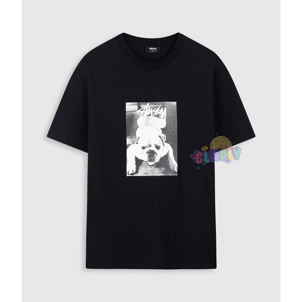Áo phông STUSSY họa tiết Bull Dog pigment black