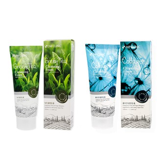 Combo x2 Sữa rửa mặt 3W Clinic trà xanh và Collagen (100mlx2) HSD 04/2024