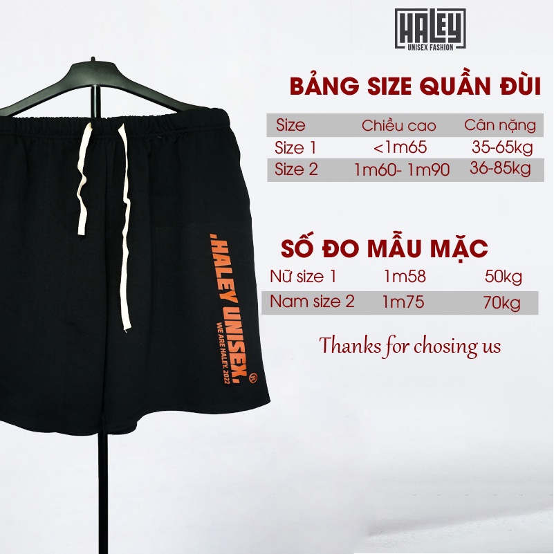 Quần Short Đùi Thể Thao Nam Nữ HALEY Chất Da Cá Thoáng Mát Form Siêu Đẹp Mã QD5 Full Tag thiết kế local brand