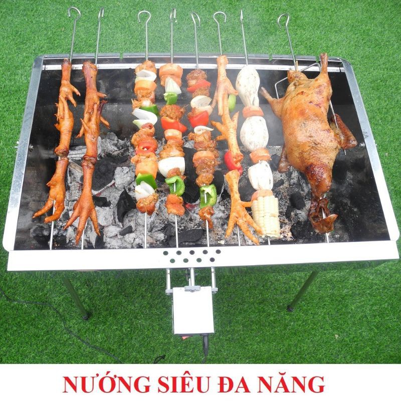 Bếp nướng BBQ inox cao cấp tự quay kèm moto, kt 49*34*55cm