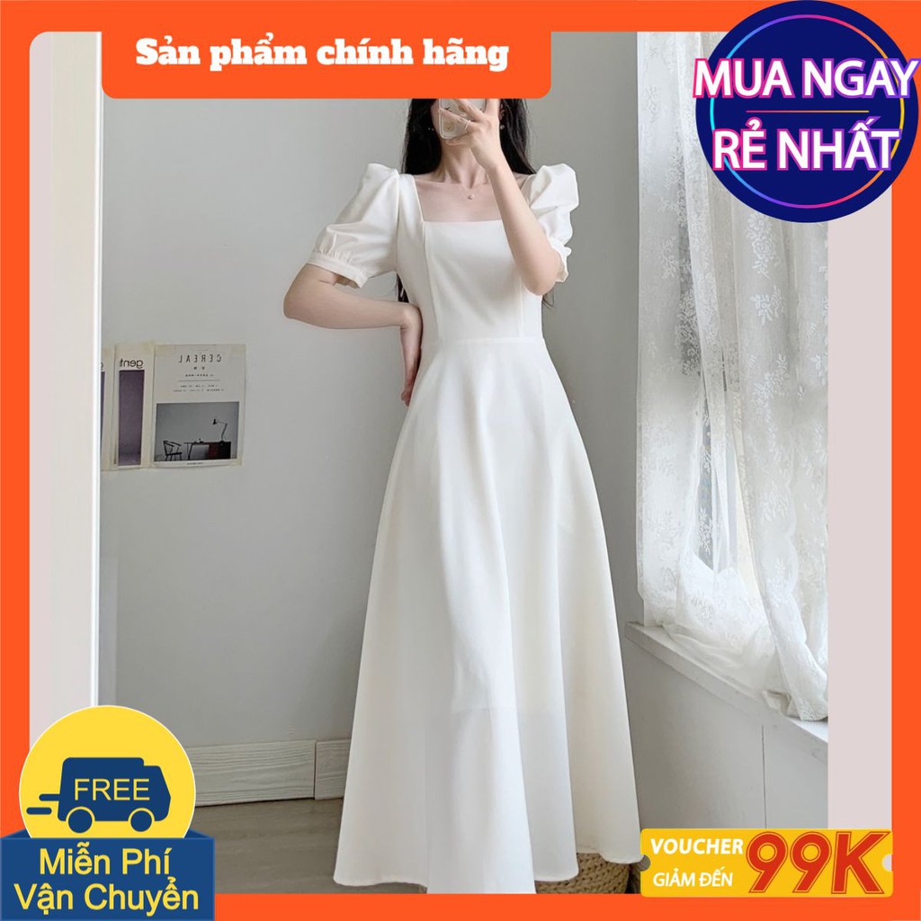 [CÓ SẴN] Đầm Nữ Dạ Hội Dáng Xòe Tay Phồng chân váy nữ trắng đi biển dự tiệc bigsize giá rẻ đẹp