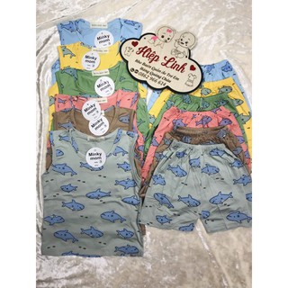 Sale !!! bộ ba lỗ minky mom cá mập baby shark cho bé