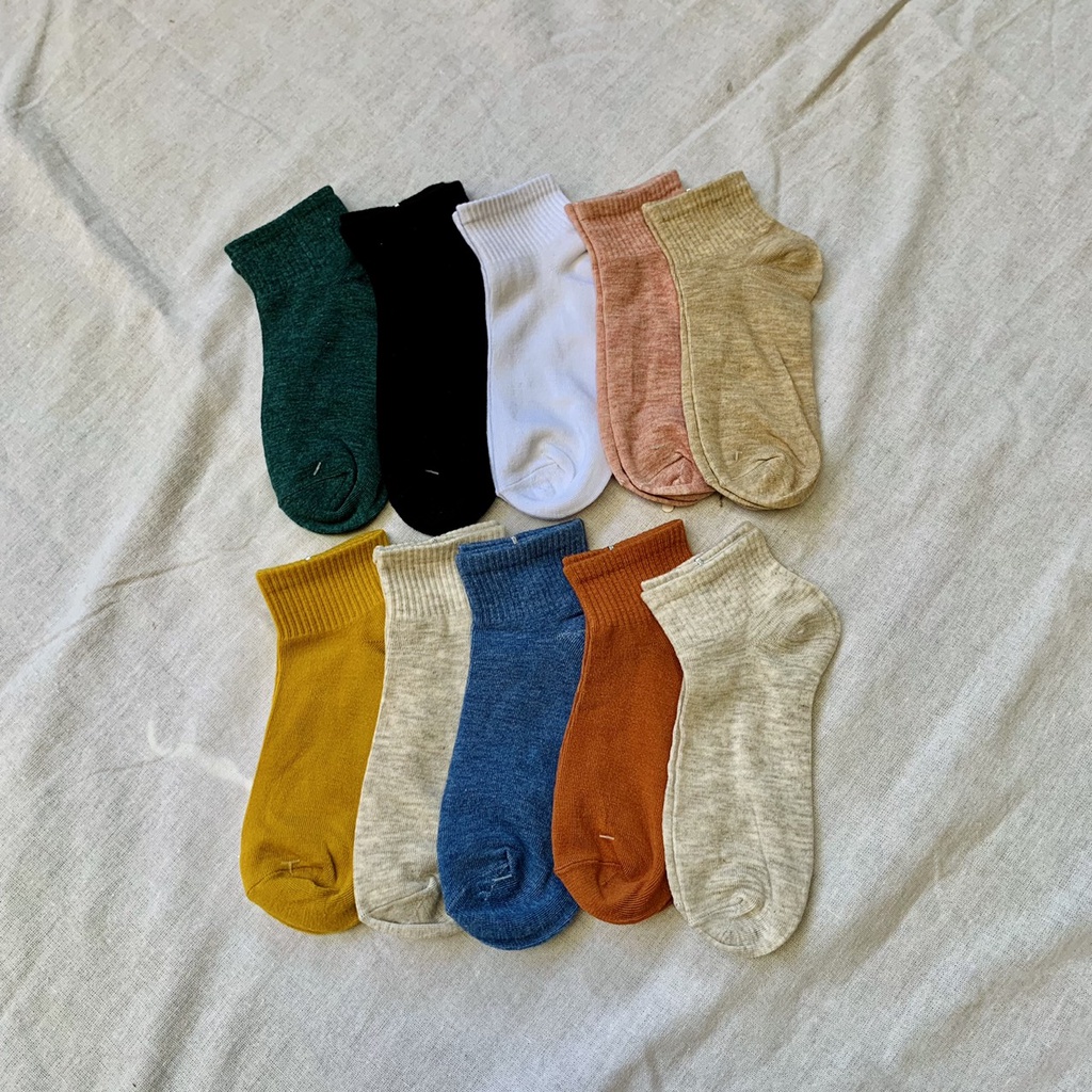 Set 5 đôi Tất vớ nữ cổ cao phong cách vintage hàn quốc mẫu mới
