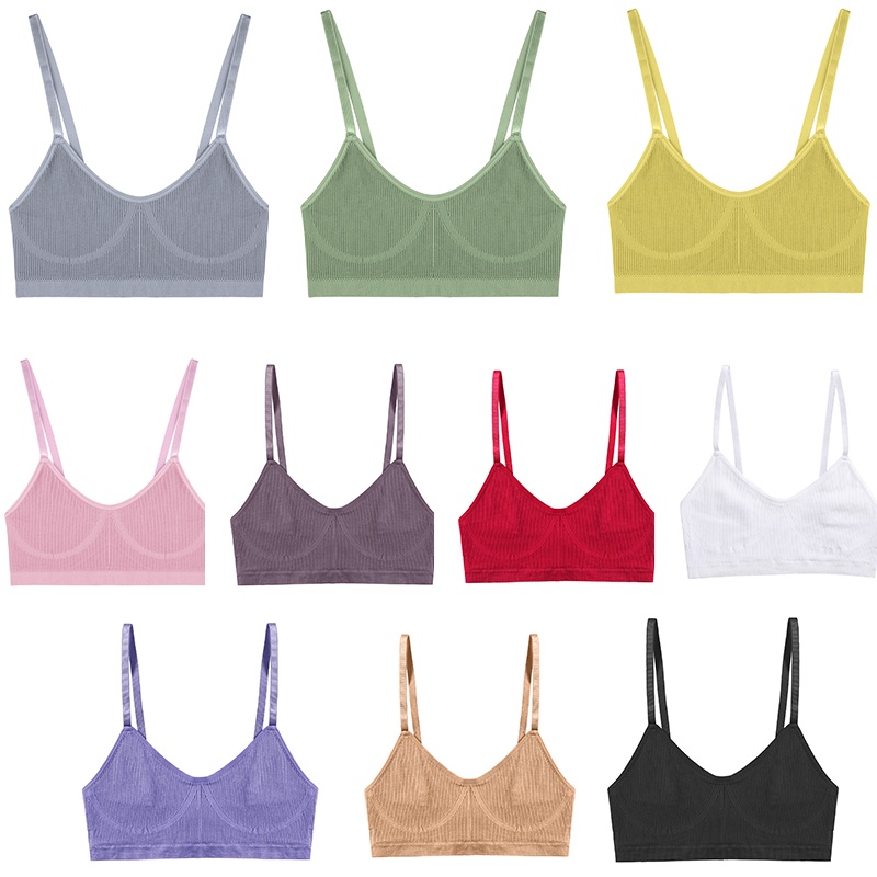 Cute Byte Bộ Đồ Lót Áo Croptop Co Giãn Có Gân Thời Trang Gợi Cảm Dễ Thương Cho Nữ