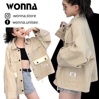 (CÓ ẢNH THẬT) [SẴN] Áo khoác POLO sơ mi vàng nhạt nút denim kaki - Jacket ulzzang oversize form rộng unisex Hàn