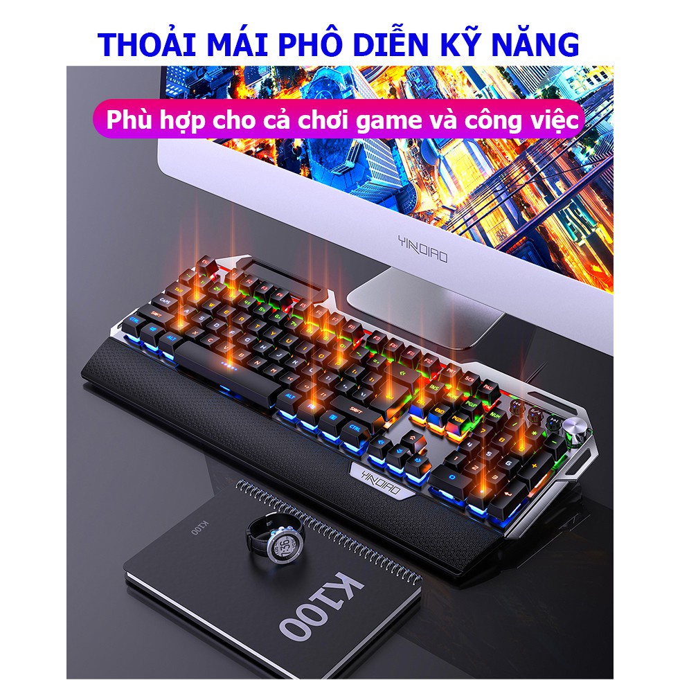 Bàn phím cơ Gaming K100 Bàn phím máy tính chơi game có dây LED RGB K100