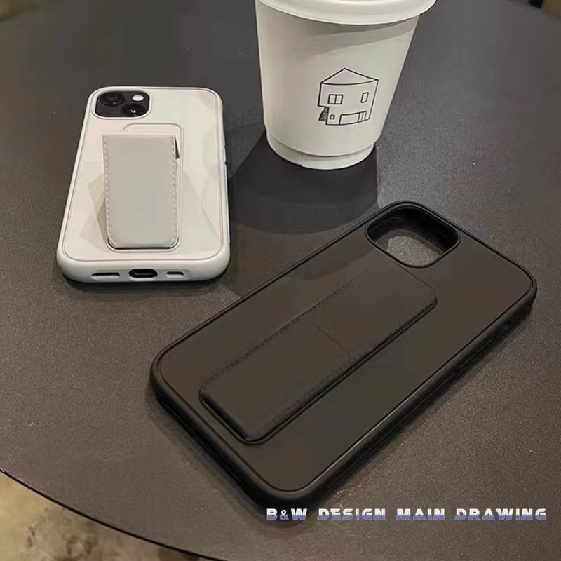 Ốp Điện Thoại Silicon Mềm Có Giá Đỡ Sáng Tạo Màu Xám Đen Cho iPhone 13 12 11 Pro MAX XR IX XS MAX i7 8 Plus