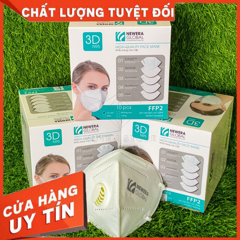 KHẨU TRANG N95  NEWERA GLOBAL - (4 Lớp Chống Bụi Mịn PM2.5, Có van, Hộp 10 cái)