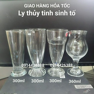 Ly sinh tố thủy tinh bộ 6 chiếc sinh tố kẻ sọc, sinh tố indo, sinh tố tuy lip