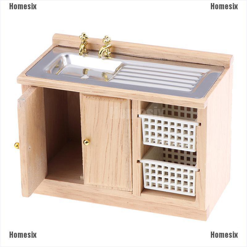 [HoMSI] 1:12 Wooden Dollhouse Furniture Basin Sink Cupboard Cupboard Cabinet SUU
