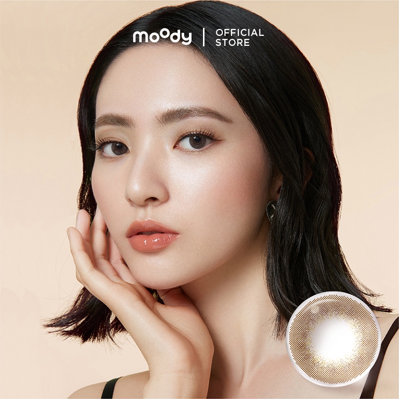 Hộp 2 kính áp tròng màu MOODY OATMEAL COCOA bộ sưu tập Eyespresso 14.1mm sử dụng ba tháng một lần