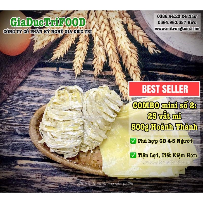 [SIÊU TIỆN LỢI] COMBO THƯỢNG HẠNG: 1 kí mì vắt Người Hoa + 500g Vỏ Hoành thánh cho gia đình -  NHẬN GIAO NHANH Ở TPHCM