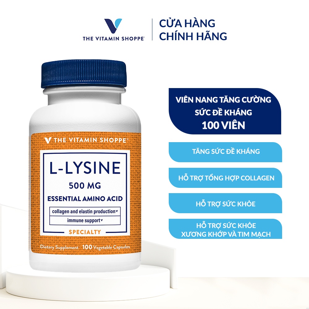 Viên uống tăng cường sức đề kháng THE VITAMIN SHOPPE L-lysine 500 MG 100/300 viên