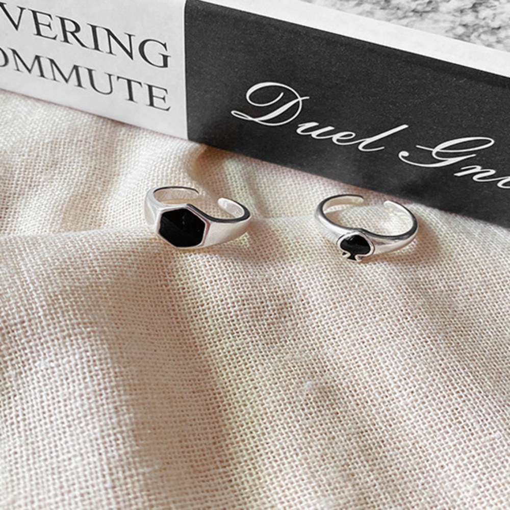 Nhẫn hở hình lục giác và con át bích thời trang cho cặp đôi 19A1228