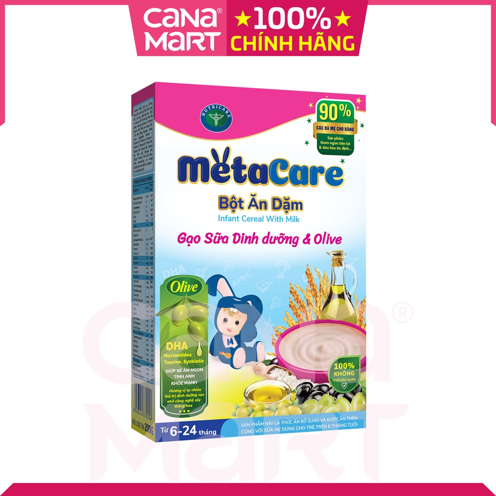 Bột ăn dặm Metacare Gạo sữa dinh dưỡng &amp; olive cho bé từ 6-24 tháng tuổi (200g)