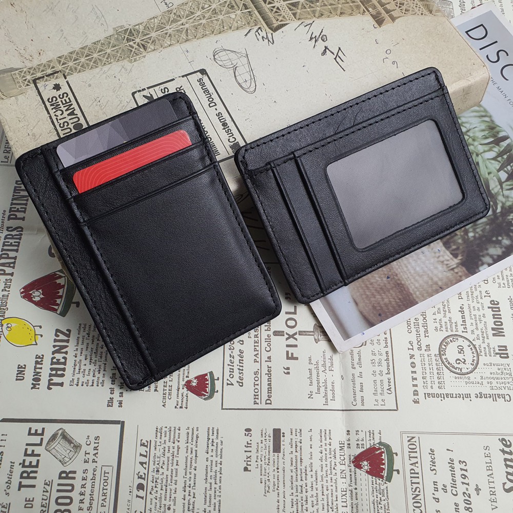 [DA BÒ THẬT] Ví Mini Đựng Thẻ Card Holder Nam Nữ Nhỏ Gọn Tiện Lợi - Da Bò Sáp - Bảo Hành 3 Năm