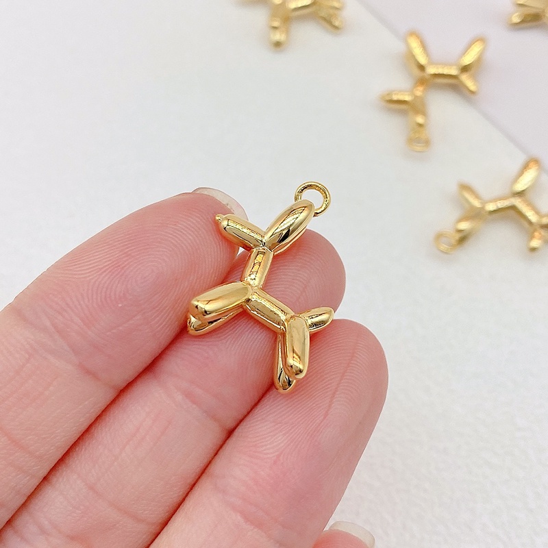 Mặt Dây Chuyền Bằng Đồng Mạ Vàng 18K diy Hình Chú Chó Bảo Quản Bong Bóng Ba Chiều