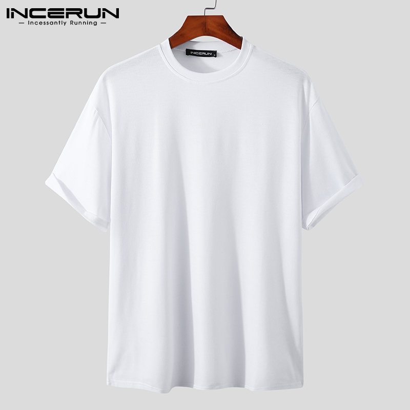 Áo Thun Cơ Bản INCERUN Trơn Màu Dành Cho Nam Phong Cách Cơ Bản